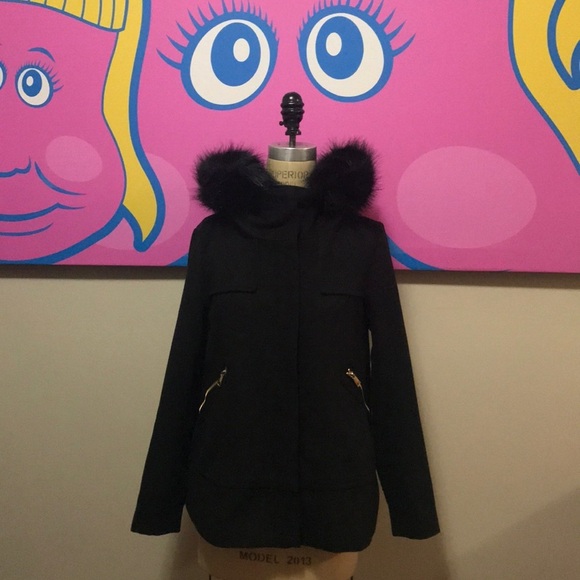 Zara Black Winter Faux Fur Lined Coat Jacket - Picture 1 of 8